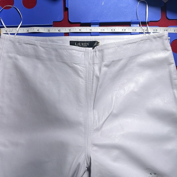 Ralph Lauren Eyelet-Embroidered Leather Ankle Pant White - Picture 7 of 7